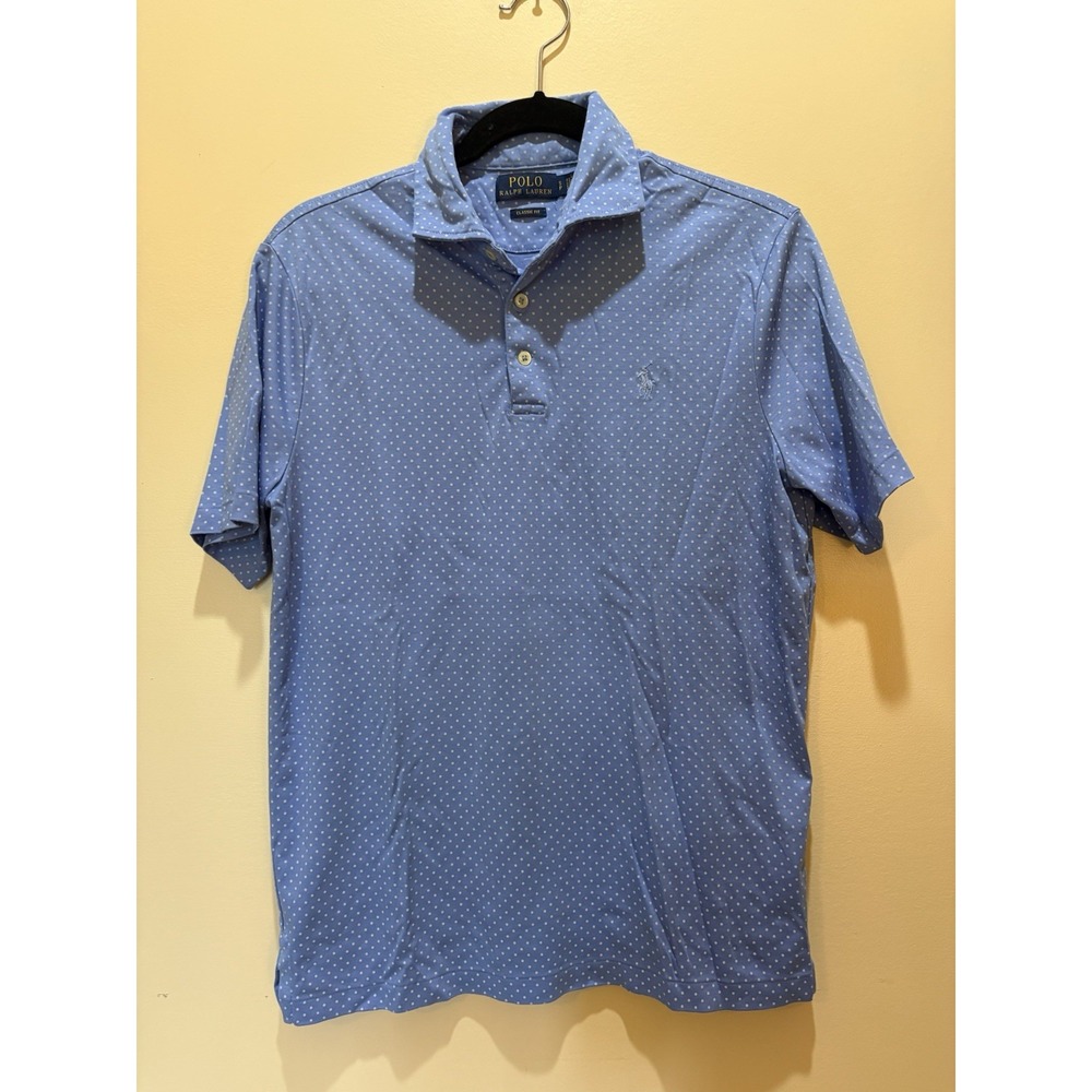 Polo Ralph Lauren Shirt Mens‎ S Blue Polka Dot Micro Print Golf